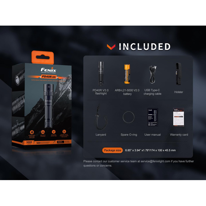 Ліхтарик FENIX PD40R v3.0 акумуляторний з великою дальністю світла