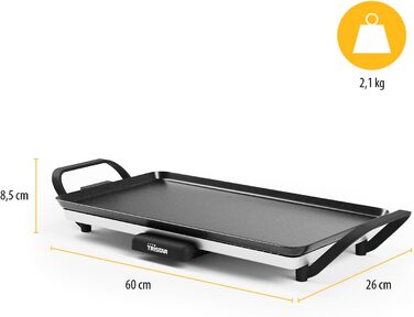 Електричний настільний гриль Tristar Slim M 46x26 см, антипригарне покриття, знімні ручки, регульований термостат