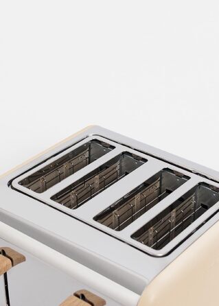 Тостер CREATE TOAST Retro Doble - 6 режимів, піддон для крихт, розморожування, підігрів, 2 широкі слоти, 750W (пісочний)