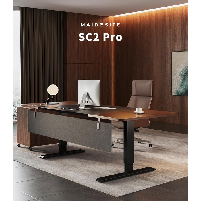 Електричний підйомний стіл MAIDeSITe SC2 Pro 180x80 см, регульований робочий стіл з 2 моторами, 4 пам'яттю та стільницею (Горіх + Чорний каркас)