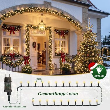 Світлодіодна гірлянда SALCAR для ялинки 26м, 360 LED, теплий білий колір, з пультом дистанційного керування