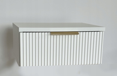 Приліжкова тумба біла сучасна з рифленням, 1 шухляда, 40x18x32 см