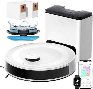 Робот-пилосос LEFANT M2 Plus з функцією миття підлоги, 6000Pa, LiDAR-навігація, самоочищення, ідеальний для видалення шерсті тварин, білий