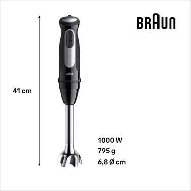 Блендер занурювальний Braun MultiQuick 5 MQ 50236 (2024) – 1000 Вт, нержавіюча сталь, 21 швидкість + Turbo, EasyClick, SplashControl, набір насадок
