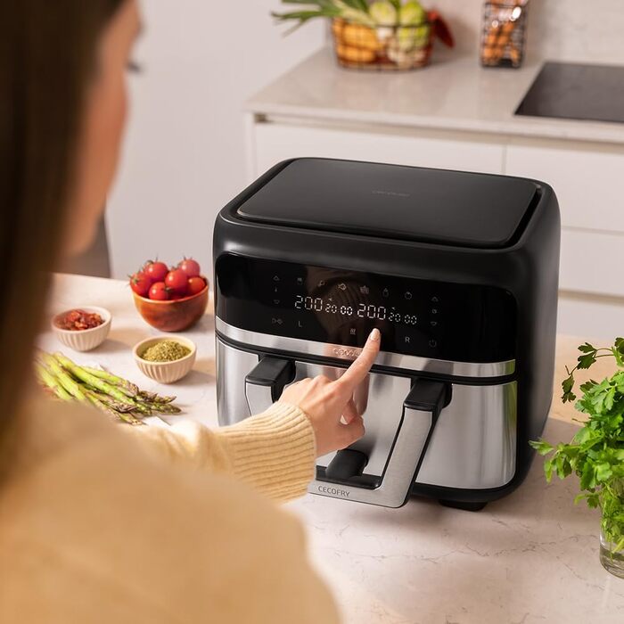 Аерофритюрниця Cecotec CecoFry Advance Double 9 л, 2850 Вт, цифрова, дієтична, подвійна чаша, PerfectCook