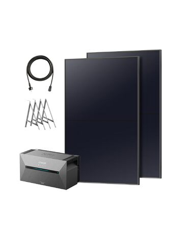 Anker SOLIX: Балконна електростанція з акумулятором (890W | 1600Wh), сонячна батарея 2 Plus 2 MPPT для до 2 сонячних панелей, 1600Wh акумулятор для балконної електростанції, 2x 445W сонячна панель Topcon, кріплення, 9,6kWh (E1600 Plus+910W+Halterung)