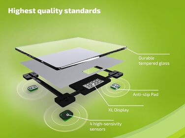 Цифрова вага Soehnle Style Sense Compact 300 для людей, з великою платформою, LCD-дисплеєм, ультратонкий дизайн, скло, сіра