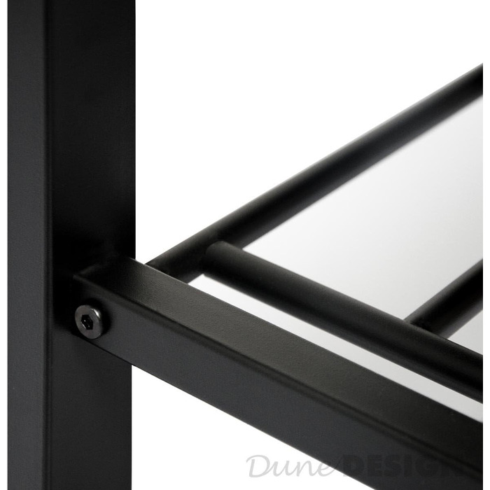 DuneDesign взуттєва полиця 81x32x46 см, відкрита металева лавка для взуття з 2 полицями та м'яким сидінням з льону, сіра