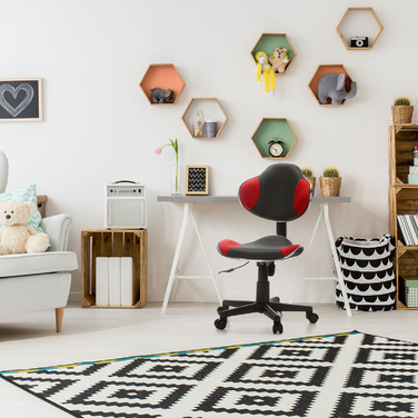 Дитяче крісло для письмового столу KIDDY GTI-2, тканина, сірий/червоний, hjh OFFICE
