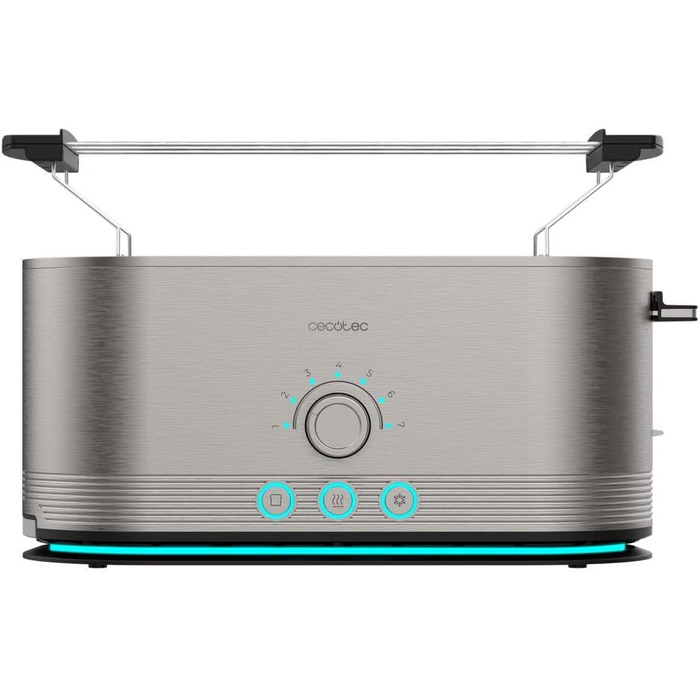 Тостер вертикальний Cecotec Shine&Toast Extra Double з нержавіючої сталі - 1400 Вт, 4 тости, широкі слоти 3.8 см, 7 режимів