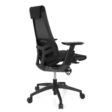 Офісний крісло GENIDIA SMART BLACK з сітчастою спинкою, чорний колір, hjh OFFICE
