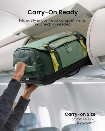 Дорожній рюкзак tomtoc 28L/40L для подорожей та перельотів, TSA-сумісна ручна поклажа (Moosgrün-ripstop)