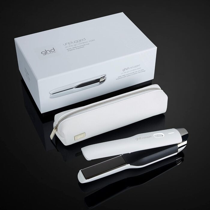 ghd Unplugged — бездротовий професійний випрямляч для волосся з подвійною технологією, білий колір, стара упаковка