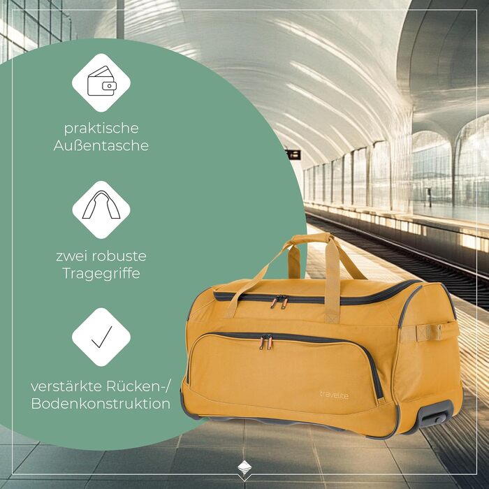 Дорожня сумка на колесах Travelite Basics Fresh L, 89 літрів, жовта, 71 см