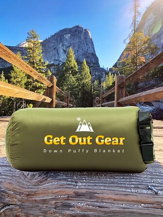 Пухова кемпінг-ковдра Get Out Gear для вулиці, легка, компактна, водонепроникна, 650 fill power, для туризму, подорожей, гамака, оливково-оранжева