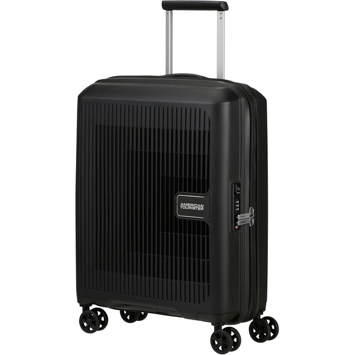 Валіза American Tourister Aerostep Spinner S, розширювана, 55 см, 36/40 л, чорна, ручна поклажа