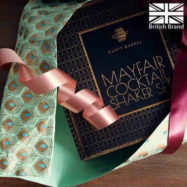 Набір для коктейлів Rusty Barrel Mayfair Original – коктейльний набір з аксесуарами та шейкером з нержавіючої сталі в подарунковій коробці, срібний