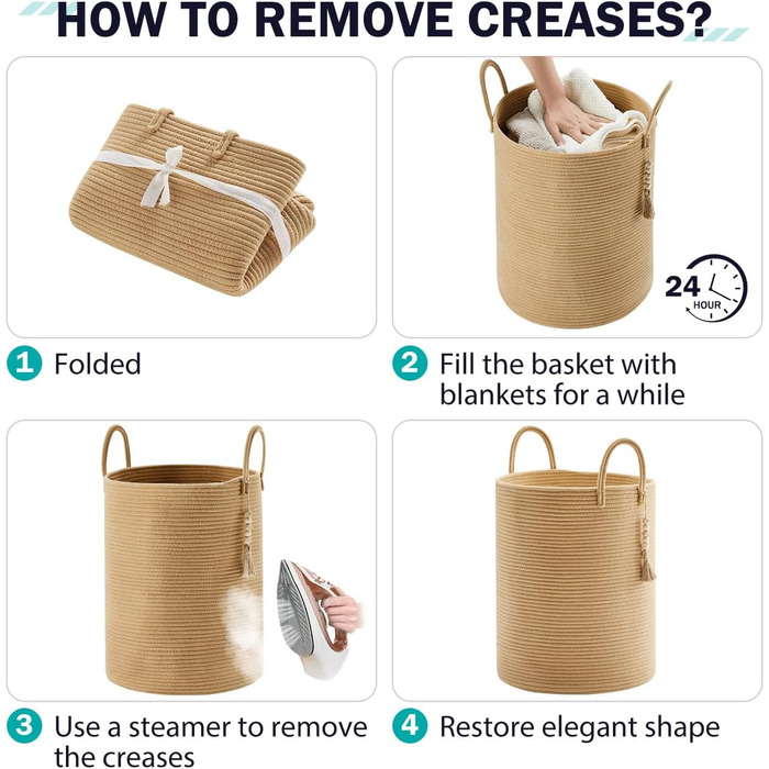 Кошик для білизни YOUDENOVA плетені, ручної роботи з бавовни (колір коричневий, 58L)