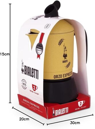 Кавоварка Bialetti Moka Orzo Express для ячмінної кави, алюмінієва, жовта, на 2 чашки