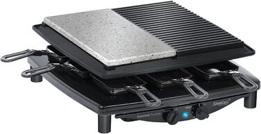 Раклетниця Steba RC 4 Plus Deluxe з антипригарною литою та натуральною кам'яною плитою, 8 емальованих лотків, 29x29 см, виробництво Німеччина