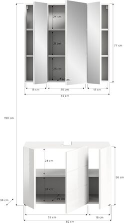 Набір меблів для ванної xonox.home Vira X2LA9B13, 2 предмети, білий глянцевий фасад, корпус меламін, з підсвіткою