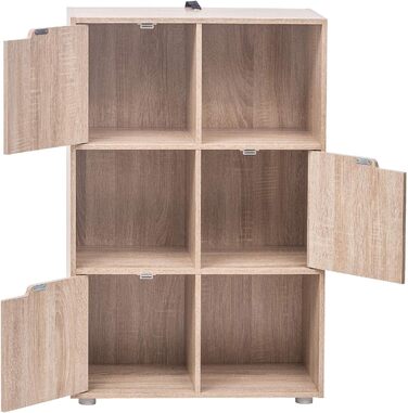 Книжкова шафа WOLTU з 3 дверцятами та 6 полицями, дуб, 29x91x59,6 см, офісний стелаж-роздільник