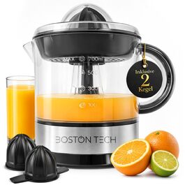 Електрична цитрусовижималка Boston Tech MasterJuicer 700 мл з нержавіючої сталі - 40W, подвійна конусна система, без BPA, висока продуктивність