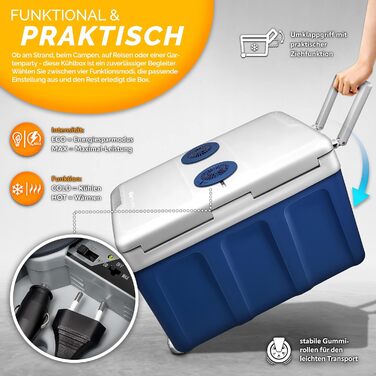 Автомобільний холодильник Tillvex електричний 40л на колесах: охолодження та підігрів, 230V/12V, ECO-режим (Синій)
