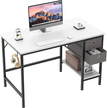 Письмовий стіл HOMIDEC 100x50x75 см, білий, дерев'яний, з 2 шухлядами для офісу, вітальні, дому