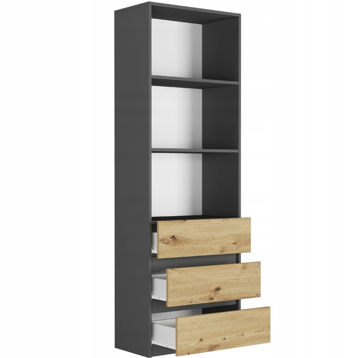 Стелаж Framire 60 см x 180 см x 30 см, антрацит, дуб артизан