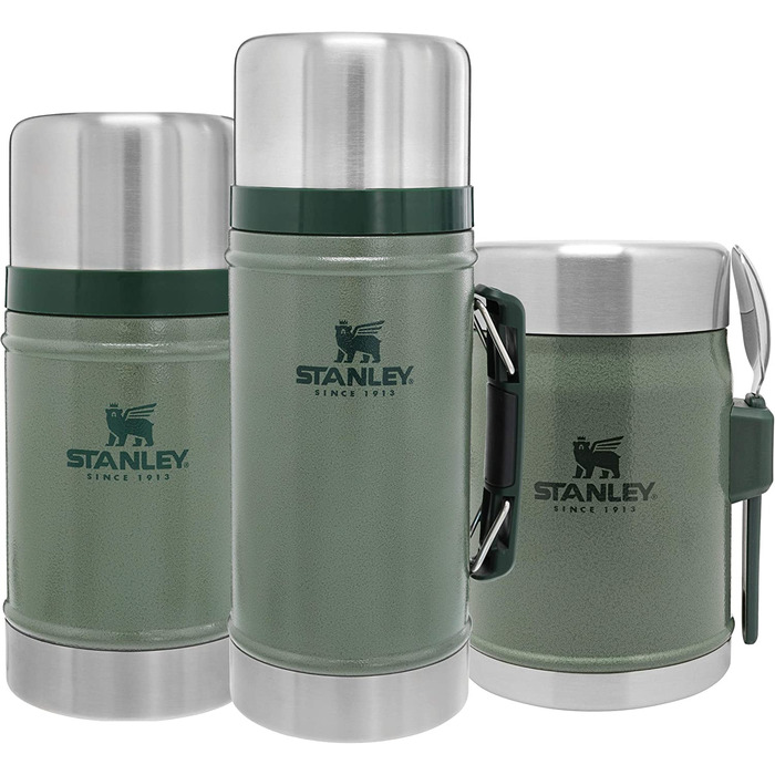 Термос для їжі Stanley Classic Legendary 400 мл з ложкою-виделкою, нержавіюча сталь, 7 годин збереження температури, BPA-free, підходить для посудомийної машини, зелений Hammertone