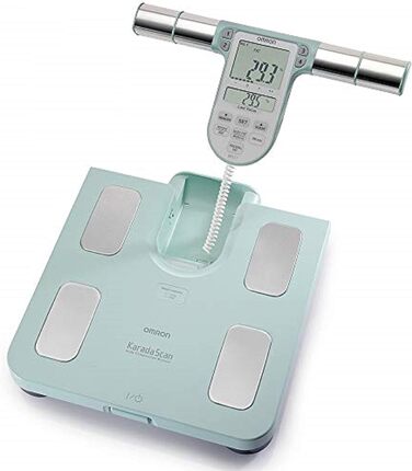OMRON BF511 – клінічно точний аналізатор складу тіла, 8 сенсорів, вимірювання ваги, жиру, вісцерального жиру, м’язової маси, базового обміну, бірюзовий