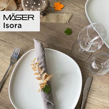 Набір сучасного посуду MÄSER Isora для 4 осіб, 16 предметів, квадратний дизайн, кераміка, кам'яна кераміка, біло-сірий