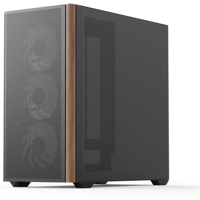 Корпус для ПК AeroCool D301A, ігровий Mid-Tower, оптимізований повітряний потік, дерев'яна Mesh-панель, 4 RGB-вентилятори, USB Type-C, сумісний з ASUS/MSI M-ATX, чорний