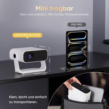 Smart міні-проектор Neuer 4K Android 14 WiFi6 BT5.2 для дому та мобільного використання (Чорний)