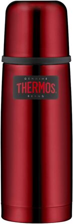 Термос-пляшка Thermos Light & Compact 0,35 л, нержавіюча сталь, червоний, ізольована, з кришкою-чашкою, тримає тепло 12 годин, холод 24 години, герметична, BPA Free, можна мити в посудомийці