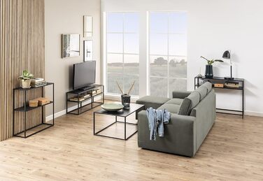 Консольний стіл AC Design Furniture Nino з металу, чорний, індустріальний стиль, з 1 полицею, для вітальні та передпокою, 79,5x80,5x26 см