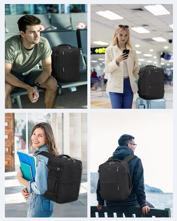 Рюкзак LOVEVOOK для ручної поклажі 40x30x20, 24л, для ноутбука 14 дюймів, з USB, чорний