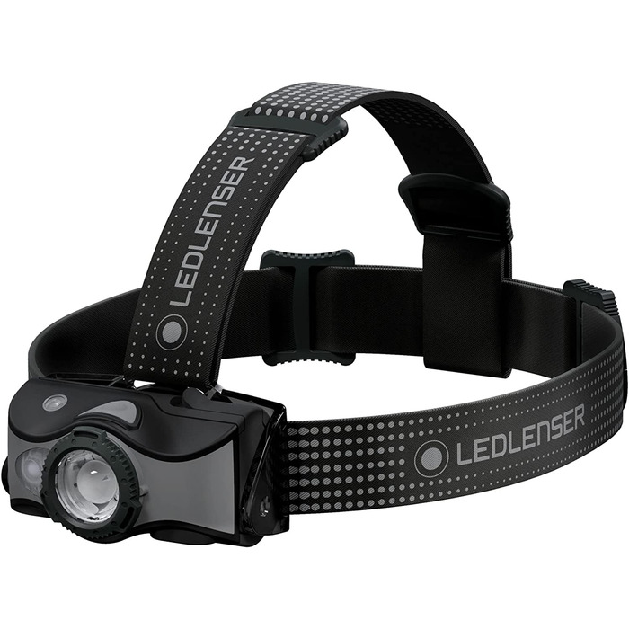 Налобний ліхтар Ledlenser MH7, 600 люмен, акумуляторний, LED, чорний/сірий, фокусування, до 60 годин роботи, червоне світло, можливість роботи від 2xAA, захист від випадкового ввімкнення, для туризму та спорту