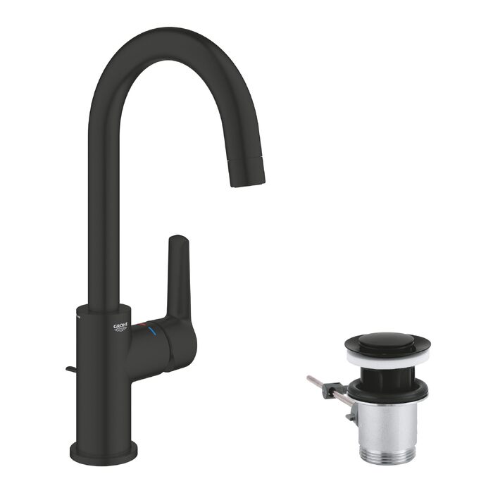 Змішувач для раковини GROHE Start високий чорний, з висувним душем та економною витратою води 242032432