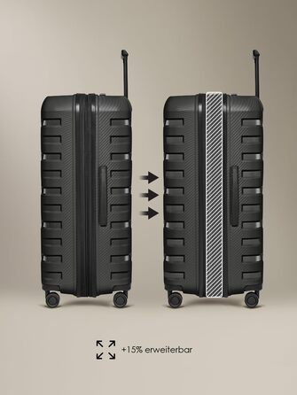 Набір валіз Smartbox Hartschalen 3 шт. | Розширюваний, з TSA-замком, з поліпропілену | Чорний | Для жінок та чоловіків (Edition 01)