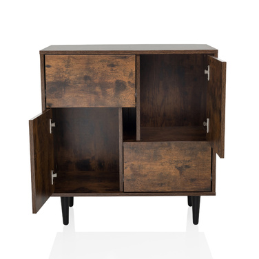 Сервант / комод LYKKJA 77x39,5x72 см 2 шухляди 2 двері коричневий/чорний hjh LIVING