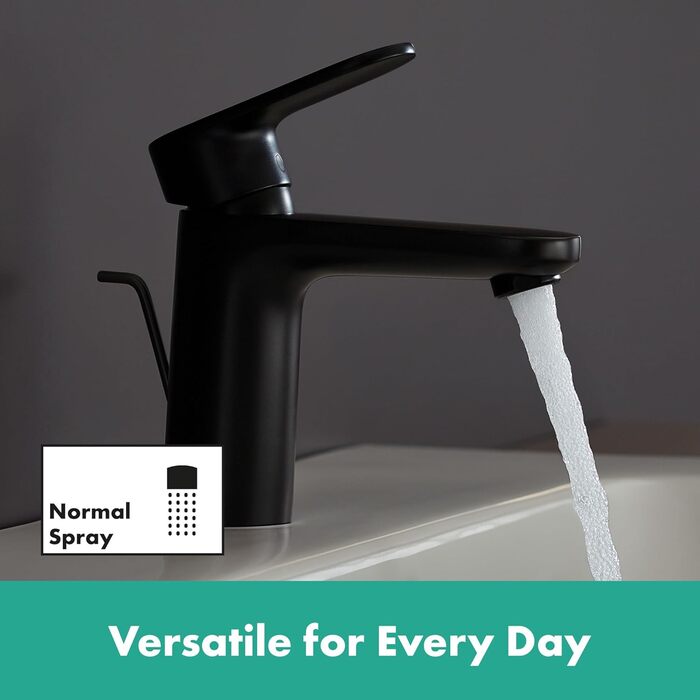 Змішувач для ванної кімнати Hansgrohe Vernis Blend, чорний мат, висота виливу 100 мм, економія води (EcoSmart)