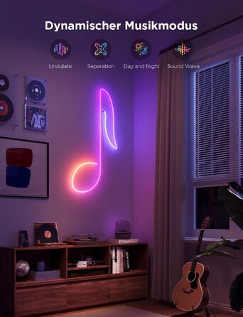 Гнучка неонова LED-стрічка Govee Neon Rope Light 2, RGBIC підсвітка для DIY дизайну, біла, 3м