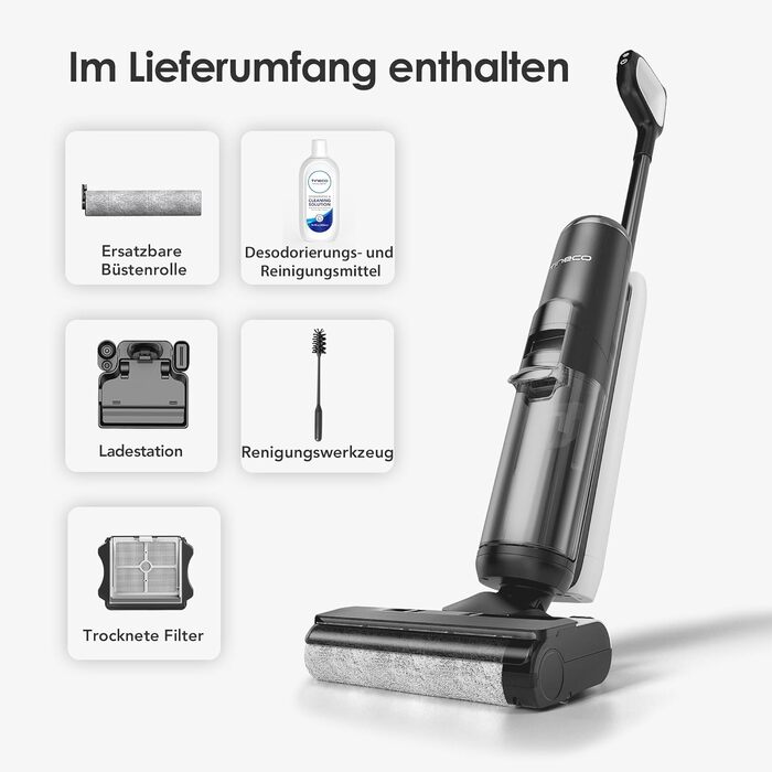 Tineco Smart Nass-Trocken Пилосос з технологією iLoop, Бездротовий 2-в-1 для вологого та сухого прибирання, З функцією самоочищення та LED-дисплеєм для твердих підлог та шерсті тварин