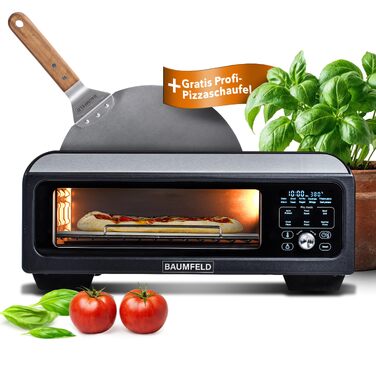 Мультифункціональна піч PizzaAirfryer400 12-в-1: піч для піци, аерогриль та гриль до 400°C, портативна XXL піч з чавунним деко та каменем для випікання (чорна)