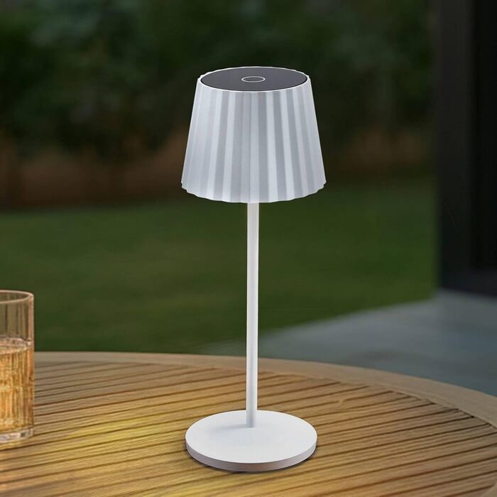 LED-лампа Lindby на акумуляторі з датчиком дотику, бездротова, портативна, для дому та саду, IP54, білий матовий