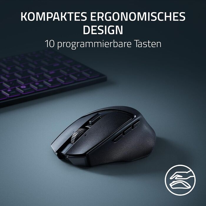 Бездротова ігрова миша Razer Basilisk Mobile AI Prompt Master, сенсор Focus X 18K, три режими підключення, перемикачі Gen-3, чорна