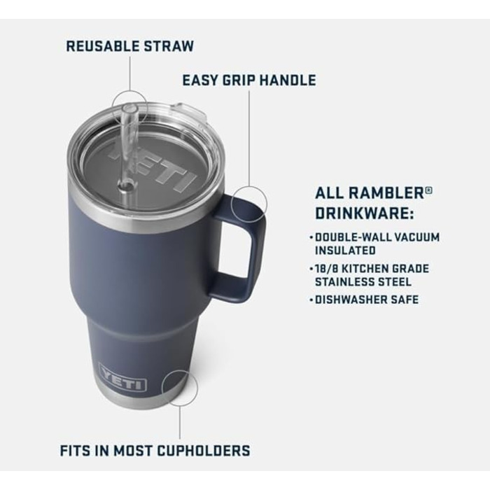 Термос YETI Rambler з кришкою-соломинкою, 1 л (Moon Dust)