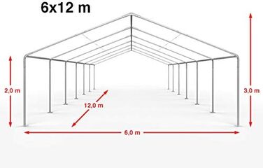 Преміум тент TOOLPORT 6x12 м для вечірок, павільйон з водонепроникного ПЕ, сірий-білий, для саду, свят, пивний намет